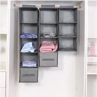 Jibenhome Organizer 3/4/5 Lagen Hängeregal Schrankorganizer, Hängend Schrank Grau, Kleiderschrank-Organizer, Ordnungssystem Hängeaufbewahrung Faltbar