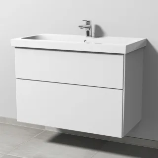 Sanipa 3way Waschtischunterbau zu Geberit iCon Light Waschtisch mit 2 Auszügen, Weiß-Soft BR57543