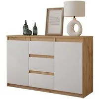 Furnica Kommode MIKEL, 3 Schubladen und 2 Türen - Votan Eiche H75cm B120cm T35cm (1 St)