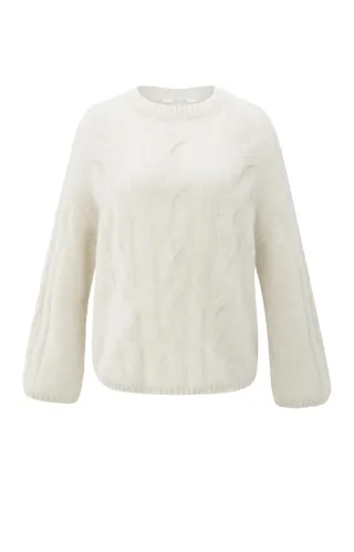 Yaya - Weicher Pullover aus Kabelstrick mit Rundhalsausschnitt beige - Gr. - 1