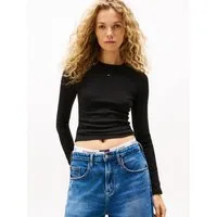 Tommy Jeans Langarmshirt TJW SLIM ESSENTIAL RIB LS mit Logostickerei