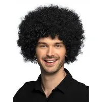 Boland Kostüm-Perücke 70er Disco Locken schwarz, Dichte Lockenperücke in authentischer Haarfarbe