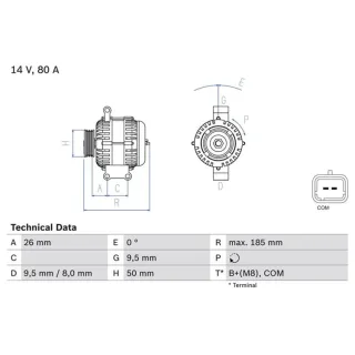 Bosch Lichtmaschine 80A Citroen Peugeot 0986082880