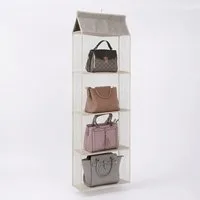 JASLIFE Hängeregal Taschen Organizer für Kleiderschrank, Handtaschen Organizer mit Mesh, Taschen Organizer mit Mesh, beidseitig offen, platzsparend und stabil