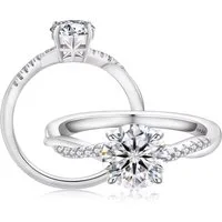 ROUGEMONT Verlobungsring Funkelnder Damenring Moissanit VVS1-D 1,0ct mit Echtheitszertifikat, High-End Design – minimalistisch, modern & zeitlos elegant