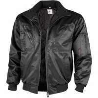 Qualitex Workwear Pilotenjacke Pilotenjacke mit festem Arm & Steppfutter schwarz, Gr. L