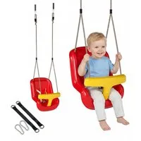AIYAPLAY Einzelschaukel mit Rückenlehne, Sicherheitsgeländer, (verstellbar Mitwachsend Schaukelsitz, 1-tlg., Babyschaukel), für Kinder von 9-36 Monaten, für Outdoor & Indoor, Rot