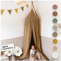 lilimaus Betthimmel Baldachin Gold aus Musselin - großer Himmel für Kuschelecke (1-tlg), großer Baldachin mit Gold-Details - für Bett, Kuschelecke & Leseplatz
