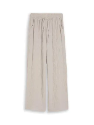 TOM TAILOR Denim - Seersucker Hose mit Kordelzug grau - Gr. - XS