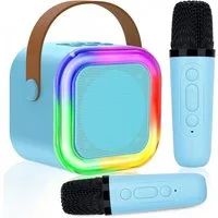 MOPUEA Mini-Karaoke-Set Karaoke-Maschine mit 2 kabellosen Mikrofonen Bluetooth-Lautsprecher (5 W, Spielzeug, Partygeschenk, tragbar, Geschenke)