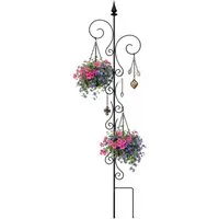 DanDiBo Rankhilfe mit 2 Haltern Rankgitter Metall Höhe 145 cm Breite 30 cm Kletterhilfe, 2 Haken Garten