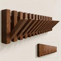 doporro Wandgarderobe Garderobenhaken Garderobenleiste aus Holz mit 14 Haken Twigro-01, aus hochwertiges Massivholz