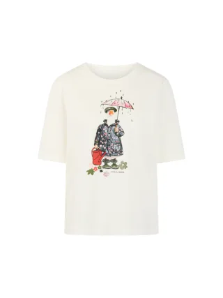 Marc Cain Sports - T-Shirt mit Artwork-Print off-white - Gr. - 38