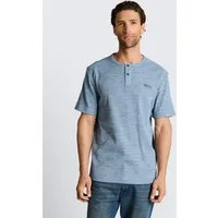 TOM TAILOR T-Shirt T-Shirt Henley T-Shirt in Melange-Optik