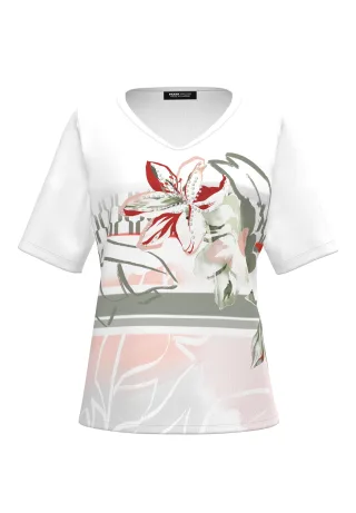 FRANK WALDER - Shirt FLOWER HARMONY mit floralem Motivprint salbei/silber/cherry - Gr. - 46