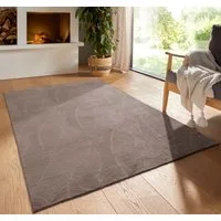 TaCa Home Teppich Kurzflor Teppich Hasenfell Optik, rechteckig, Höhe: 10 mm, Wohnzimmer, Kinderzimmer, Esszimmer, Blätter Taupe - 300 x 400 cm