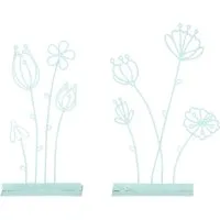 Levandeo® Dekoobjekt, 2er Set Metall Blume H18cm Pastell Grün Deko-Aufsteller Tischdeko