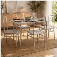 Casaria Essgruppe Paul, (5-tlg), Esstisch mit 4 Stühlen für Esszimmer Küche 5tlg. Sitzgruppe Robust