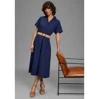 Laura Scott Hemdblusenkleid wadenlang, feminin, für vielseitige Anlässe, aus Baumwolle