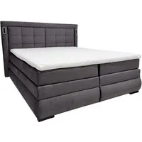 OTTO home Boxspringbett MIVVA mit Bettkasten, mit Taschenfederkernmatratze H3, H3/H4 mix, H4 (mit hochwertigem Luxus-Microfaser-Stoff, wahlweise mit LED-Leuchten), mit Kaltschaum- oder Visco-Topper (bei H4), Komfortliegehöhe 67cm