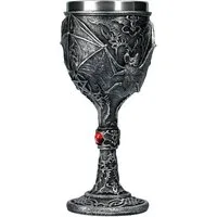 Figuren Shop GmbH Becher Kelch - Gothic Fledermaus - Becher Gothic Deko, Kunststein (Polyresin), Edelstahl