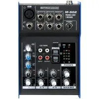 Pronomic Mischpult M-502 Live/Studio 5-Kanal DJ -Mixer, mit 1 Mono-Kanäle XLR/Klinke, 2-Stereo Kanäle, 3-Band-EQ
