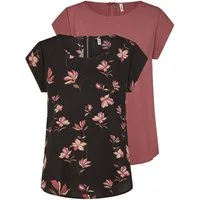 ONLY T-Shirt Damen Top ONLVIC Regular Fit (Vorteilspack, 2-tlg) Basic Kurzarm Tee Shirt mit Rundhalsausschnitt