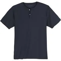 redfield Rundhalsshirt Redfield T-Shirt navy mit Knopfleiste Übergröße
