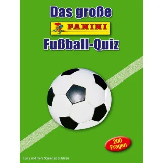 Das große Panini-Fußball-Quiz: (Startauflage mit exklusivem Panini-Sticker) 100 Quizkarten mit 200 Fragen 1 Spielplan 4 Holzfiguren 1 Spielanleitung