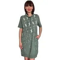 Estefania for woman Shirtkleid Kurzarm Sweatkleid mit abstrakten Muster mit Strassbesatz