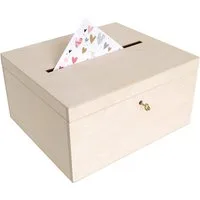 Creative Deco Aufbewahrungsbox Holzkiste Kartenbox Hochzeit 29x25x15 cm Holzbox mit Schlitz, Schloss und Schlüssel