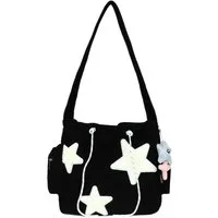 nsihing Schultertasche Damen Cord Tragetasche Ästhetische Handtasche Messenger Bag Casual, für Schule Büro Arbeit Reisen Ausflug Einkauf