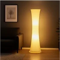 Reality Leuchten LED Stehlampe, Leuchtmittel inklusive, LED Stehleuchte Stehlampe Textil weiß Standleuchte DM x H 35 x 123 cm