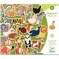 DJECO Lernspielzeug Holz-Magnete Magnimo 36 bunte Tierfiguren Kinder ab 2 Jahren