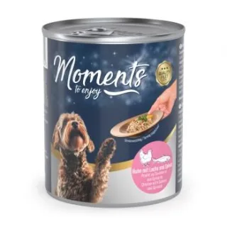 MOMENTS Nassfutter Hund, Adult, Huhn mit Lachs und Spinat 12x220 g
