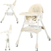 oyajia Kinderstuhl 3-in-1 Kinderstuhl, Kombistuhl, Babystuhl, höhenverstellbar klappbar (Babystuhl mit Tablett und 5-Punkt-Gurt, Fußstütze, Einfach zu Reinigen), Baby Wippe, ab 6 Monaten bis 3 Jahren