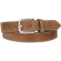 Leder Bazlen Ledergürtel Cognac hell abgenäht 30mm mit Dornschließe in Silber