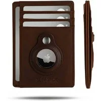 SLIMJACK Mini Geldbörse Apple AirTag Wallet - Herren - echt Leder - RFID-Schutz - Cardholder (Slim Wallet), - Kleiner Geldbeutel - Portemonnaie - Kartenhalter - Kreditkartenetui