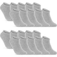 sockenkauf24 Sneakersocken 10, 20, 30 Paar Sneaker Socken Damen & Herren Schwarz Weiß Grau (Grau, 20-Paar, 47-50) Baumwolle - 16900
