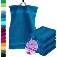 Lashuma Gästehandtücher - Kleine Handtücher Linz, Frottee (Spar-Set, 4-St), Handtücher Petrol Blau 30x50 cm