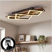 hofstein Deckenleuchte Deckenlampe aus Metall/MDF/Kunststoff, ohne Leuchtmittel, moderne Deckenleuchte in Schwarz/Holzoptik/Braun/Weiß