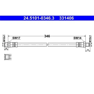ATE Bremsschlauch vorne Mercedes 123 124 S-Klasse SL 190