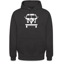 Spreadshirt Hoodie Volkswagen VW Bulli Frontansicht Outlines Weiß Unisex Hoodie (1-tlg)