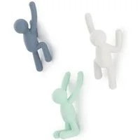 Umbra Wandhaken Buddy, 3er-Set in Pastell-Farben, Kletterfiguren, für Jacken, Schals, Taschen