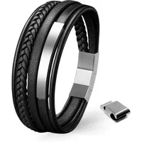 UNIQAL.de Lederarmband Lederarmband Herren "PLATE" geflochten, (Edelstahl, Echtleder, Casual Style, Handgefertigt)