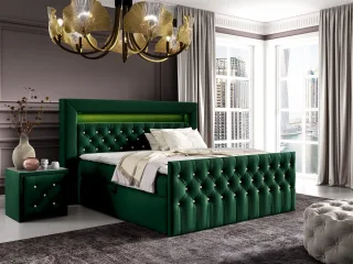 Boxspringbett Schlafzimmerbett SEVRA Nr.2 140x200cm in Elisa Velvet Dunkelgrün