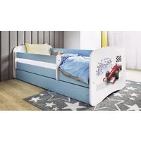 Raumhirsch Furniture Kinderbett 70x140, 80x160, 80x180 cm - Komplettset mit Matratze & Schublade (Bett für Jungs, Einzelbett für Kinder 2–12 Jahre mit Rausfallschutz), verschiedene Farben & Designs