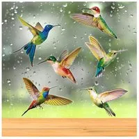 Zyronn Fenstersticker Frühlings-Vogel-Fenstersticker, Schmetterlings- und Kolibri-Fenstersticker