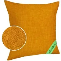 ANRO Dekokissen MrJack Kissenbezug Leinenoptik Deko Kissen Uni, Kissenhülle 40x40cm ohne Füllung Gelb