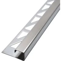 Dalsys Profil Fliesenschiene Eckprofil Quadratprofil Edelstahl (Gebürstet 2m x 10mm, 1-St), Fliesenprofil